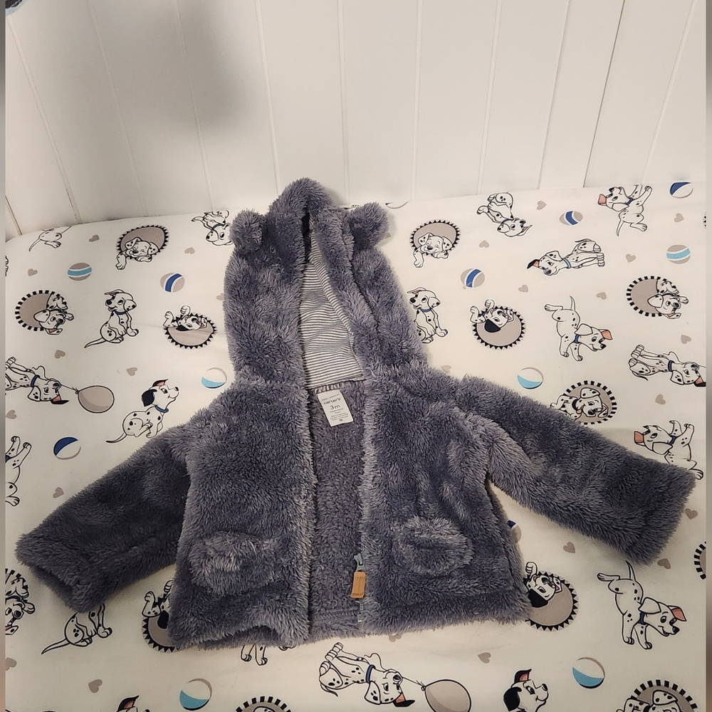 Plush Blue Faux-Fur Hooded Kids Jacket